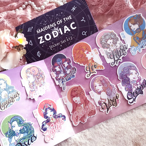 Set of 12 mini stickers Maidens of the Zodiac