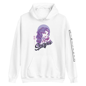 Hoodie blanc signe astrologique scorpion